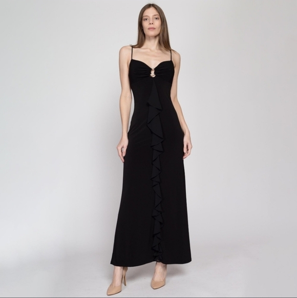 Jump Dresses & Skirts - VINTAGE 90-00 JUMP Festive Maxi Women Dress Size 5-6 Black Stretch Made In USA